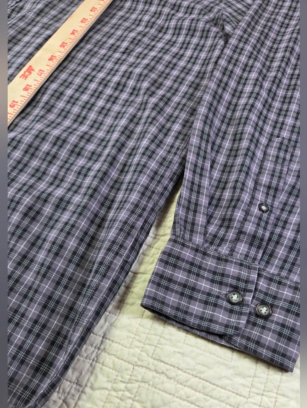 Knights Sportswear Men's L Long Sleeve Button Down Shirt Purple Plaid Casual - Picture 5 of 11